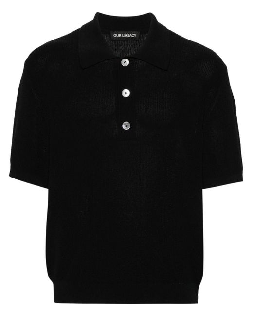 Our Legacy Geripptes Traditional Polo Poloshirt in Black für Herren