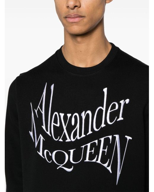 Alexander McQueen Warpte Logo Sweatshirt in Black für Herren