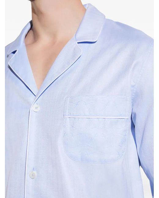 Zimmerli of Switzerland Blue Pocket Button-Fastening Pajamas for men