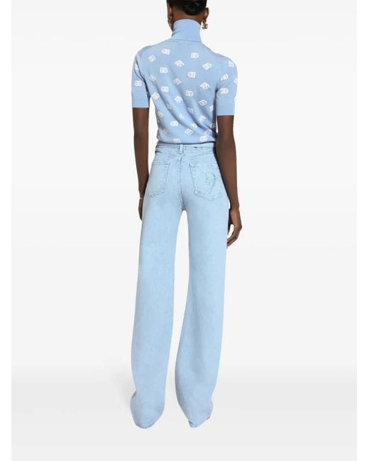 Dolce & Gabbana Blue Flared Cotton Denim Jeans