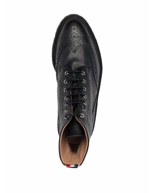 Thom Browne Lace-up Brogue Boots in Black for Men | Lyst