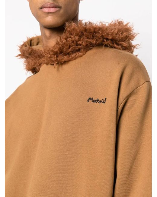 Marni Camel Brown Cotton Hoodie for men