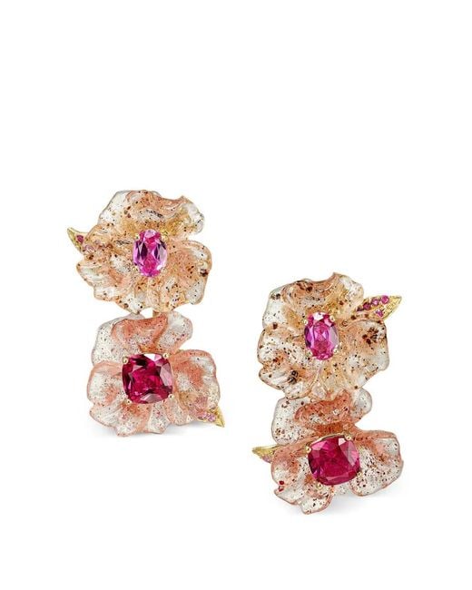 Anabela Chan White Ruby Petunia Drop Earrings