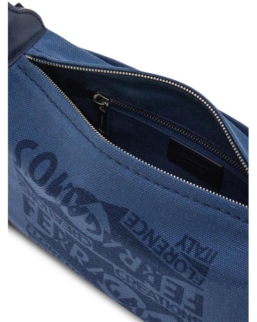 Ferragamo Blue Shoulder Bag With Logo for men