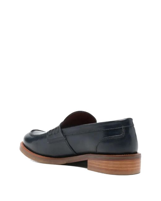 SOMMET Blue Penny-Slot Leather Loafers