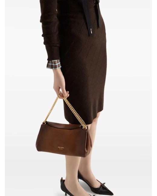 Prada Black Diamond-Pattern Midi Skirt