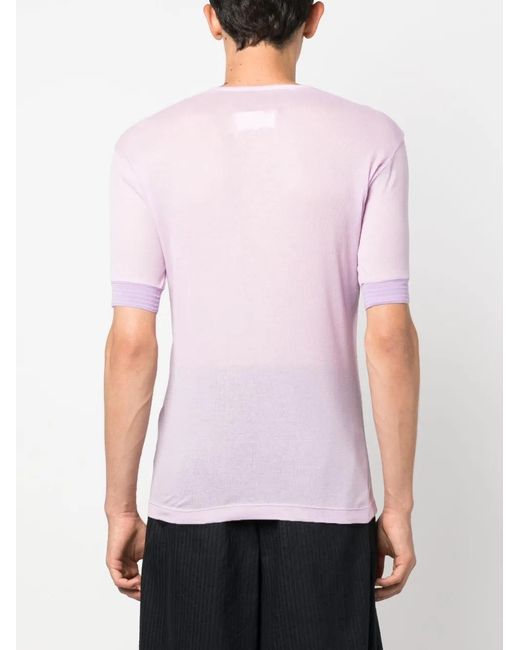 Maison Margiela Pink Button-Fastening T-Shirt for men