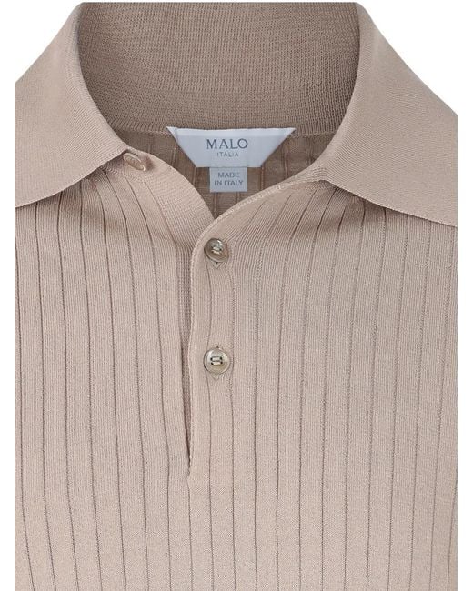 Malo Gray Makò Ribbed-Knit Polo Shirt for men