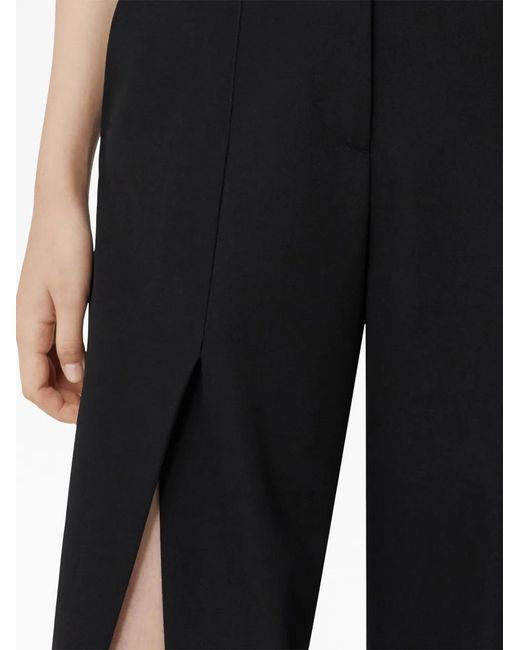 Burberry Black Wool Wide-Leg Trousers