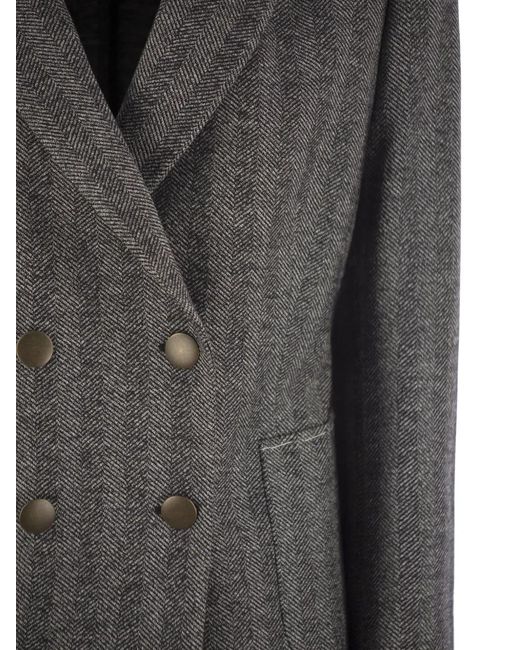 SAULINA Black Assunta Herringbone Blazer