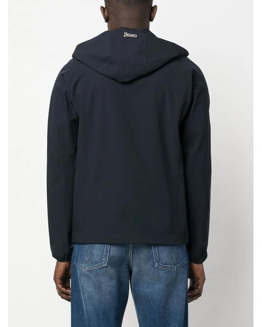 Herno Blue Zip-Up Hooded Bomber Jacket for men