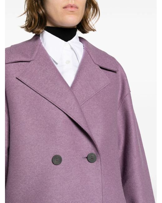 Harris Wharf London Double-breasted Buttoned Wool Coat in Purple | Lyst