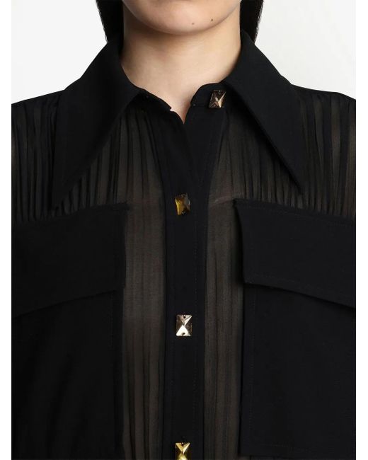 Proenza Schouler Black Plissé-Effect Shirt Dress