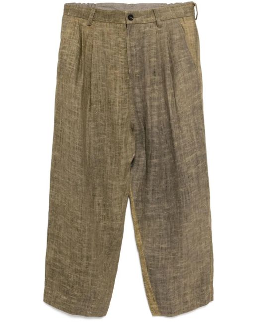 Ziggy Chen Green Linen Trousers for men