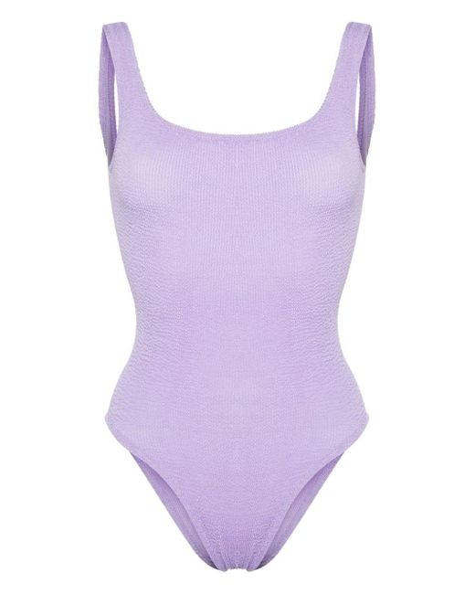 Mc2 Saint Barth Purple Low Back Crinkled Swimsuit