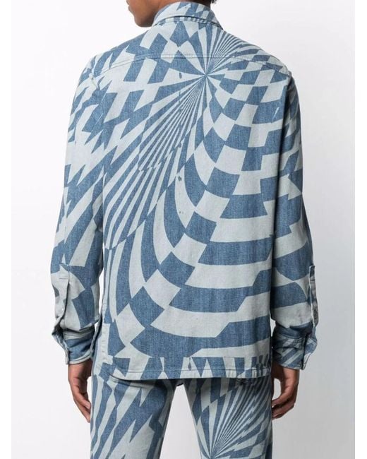 Stella McCartney Blue X Ed Curtis Geometric Pattern Denim Jacket