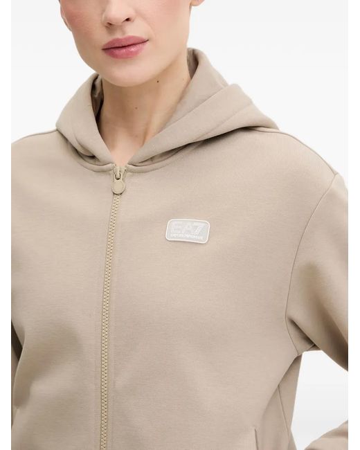 EA7 Natural Hooded Logo-Patch Tracksuit