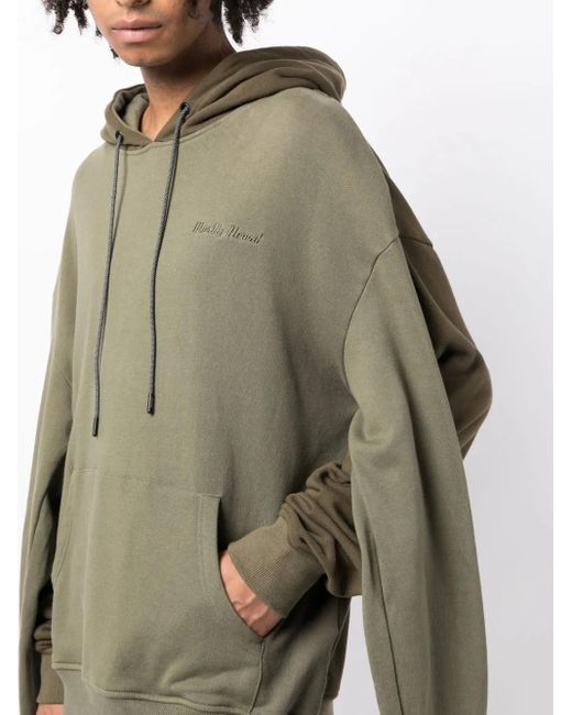 Mostly Heard Rarely Seen Green Double-Sleeve Layered Cotton Hoodie for men