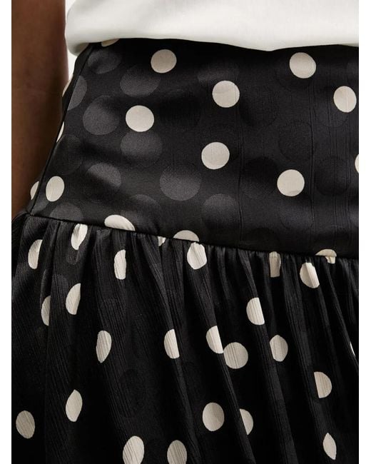 Morgan Black Polka-Dot Bubble-Hem Mini Skirt