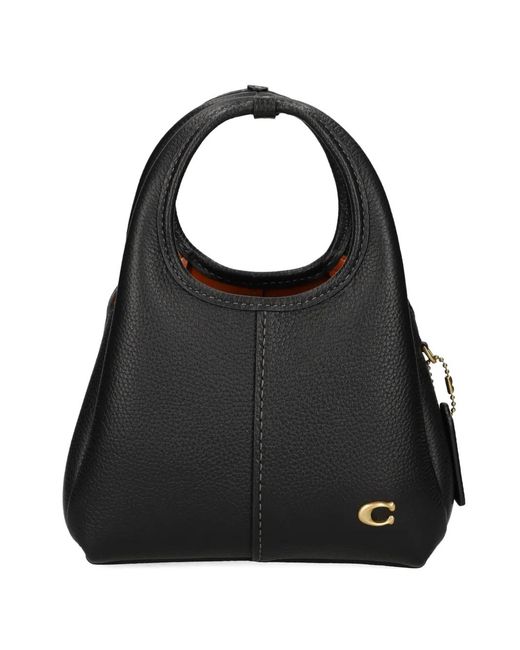 COACH Black Grained Leather Shoulder Bag