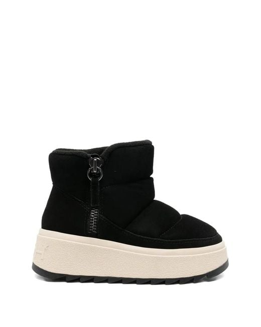 Ash Black Quilted Platform Boots