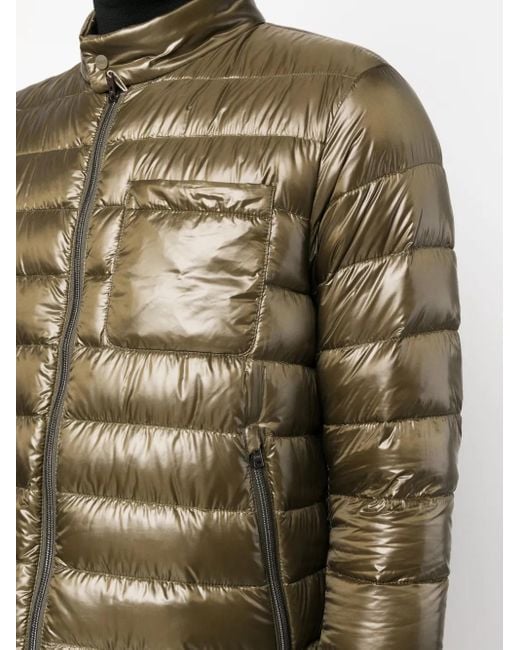 Herno Green Quilted Zip-Up Padded Jacket for men