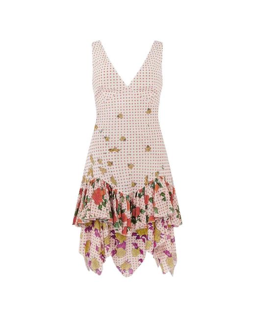 Donde Esteban White Pajaritos Y Rosas Mini Dress
