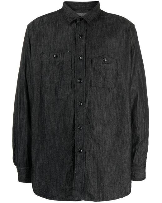 Engineered Garments Black Work Textured Denim Shirt for men