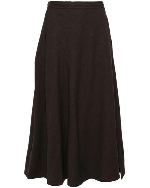 Y's Yohji Yamamoto Midi-Rok Met Decoratief Stiksel in het Black