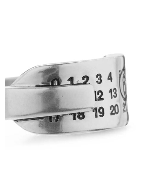 MM6 by Maison Margiela White Numeric-Logo Engraved Ring for men