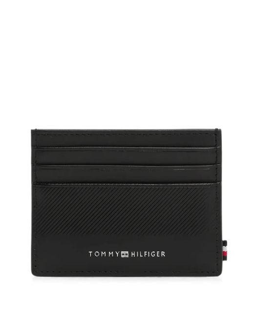 Tommy Hilfiger Black Logo-Print Card Holder for men