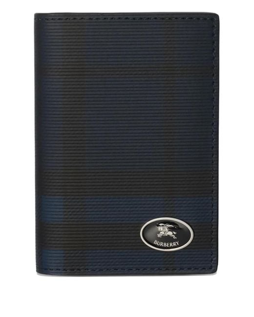 Burberry Blue Check Folding Card Case for men