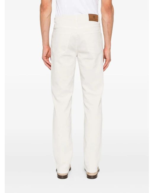 Brunello Cucinelli White Straight-Leg Jeans for men
