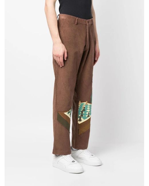 Kidsuper Brown Chess Patchwork Corduroy Trousers for men