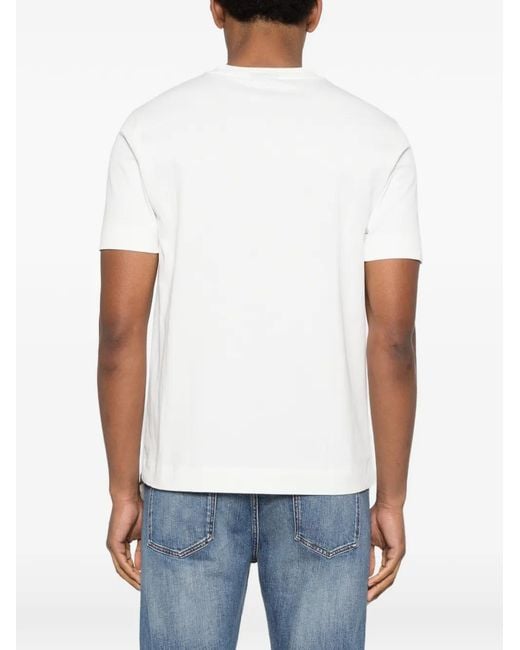 Emporio Armani White Logo-Embroidery T-Shirt for men