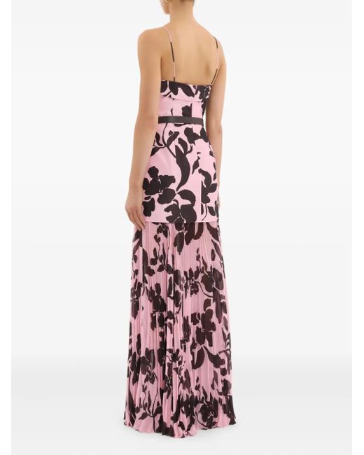 Rebecca Vallance White Connie Pleated-Floral Maxi Dress