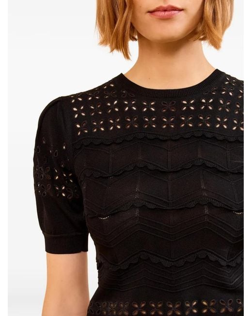 Ulla Johnson Black Marcelena Eyelets-Detail Ruffled Top