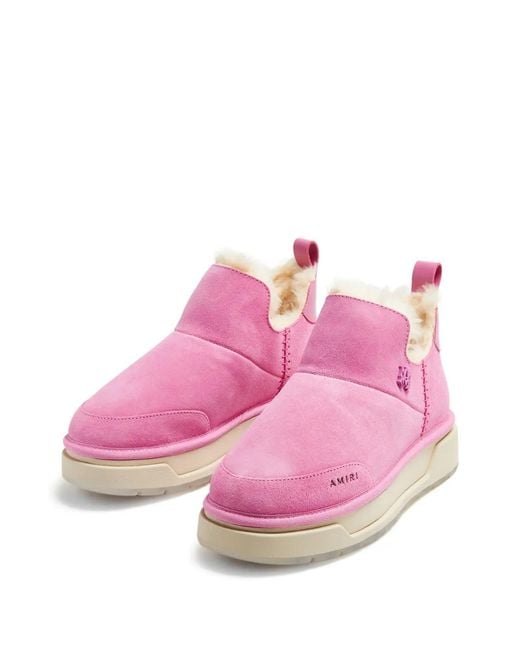 Amiri Pink Malibu Logo-Plaque Suede Boots
