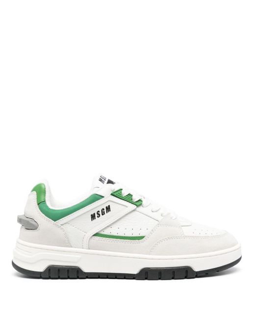 MSGM White Panelled Leather Sneakers for men