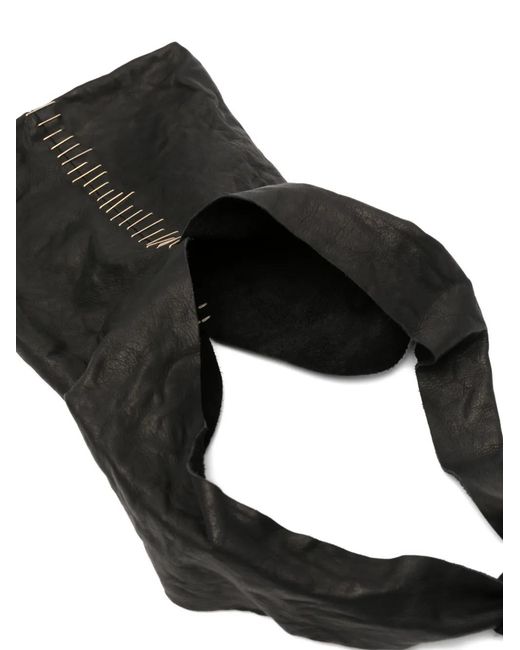 Ma+ Black Staple-Detail Leather Tote Bag for men