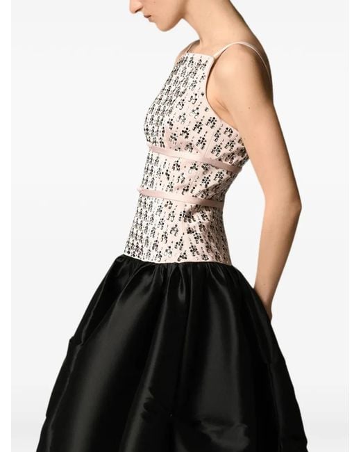 Nafsika Skourti White Astra Bloom Crystal-Embellished Midi Dress