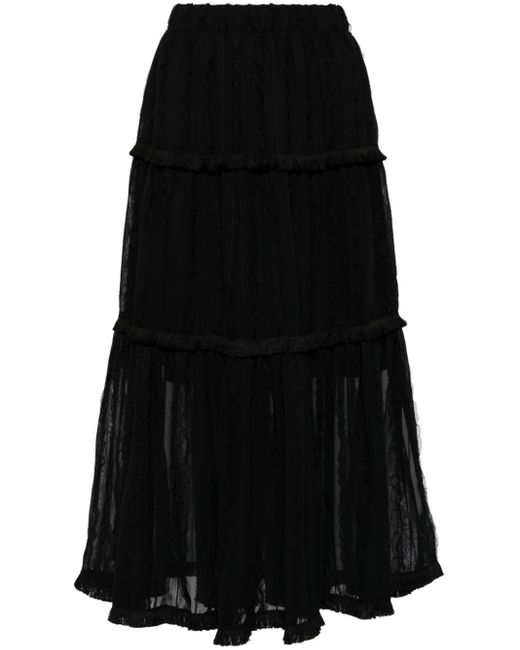 B+ AB Black Tiered Midi Skirt