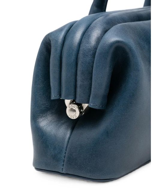 OSOI Blue Boat Aged-Effect Leather Tote Bag