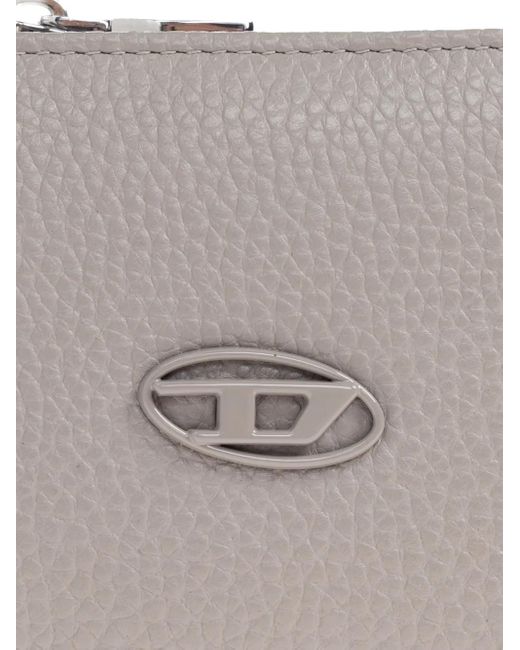 DIESEL Gray Logo-Plaque Zip-Around Wallet for men