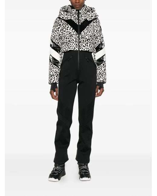 Mackage Black Satory-Flp Leopard-Print Ski Jumpsuit