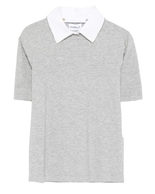 Top con apliques en el cuello Marella de color White