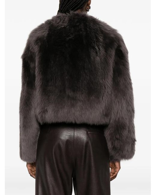 Tagliatore Black Long-Sleeve Shearling Jacket