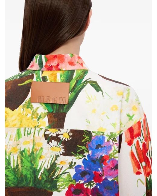 Chemise À Fleurs MSGM en coloris White