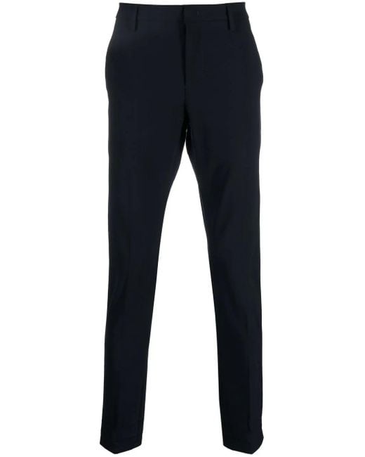 Dondup Blue Mid-Rise Tapered Trousers for men