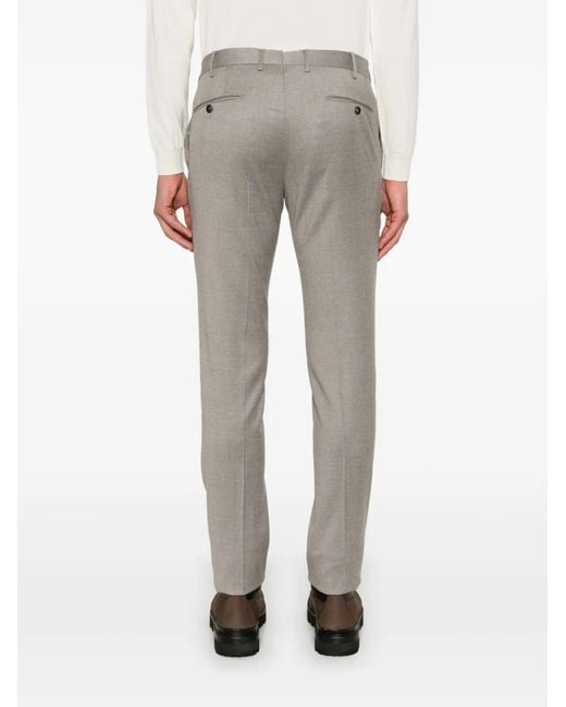PT Torino Gray Slim-Cut Trousers for men